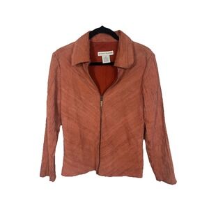 Bamboo Trader 100% Leather Zip Up Jacket Women S Y2K Style